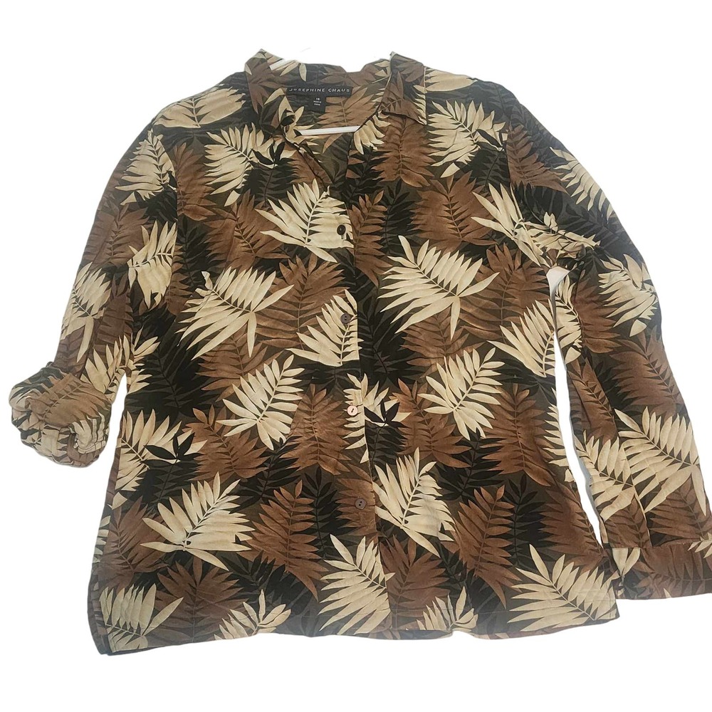 Vintage Josephine Chaus 100% Silk Button Up, Size 14